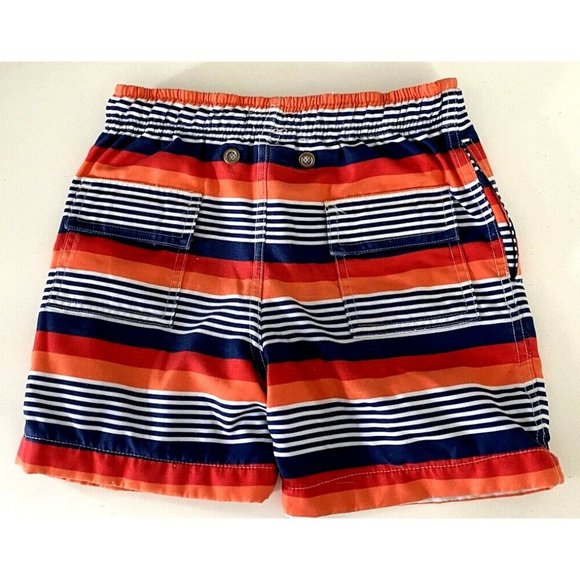 Tooby Doo boys Striped Swim Shorts Size 1-2  orange white, blue, lined beach $44 - Picture 2 of 7